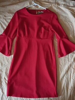 Elegant Red Bell-Sleeve Mini Dress